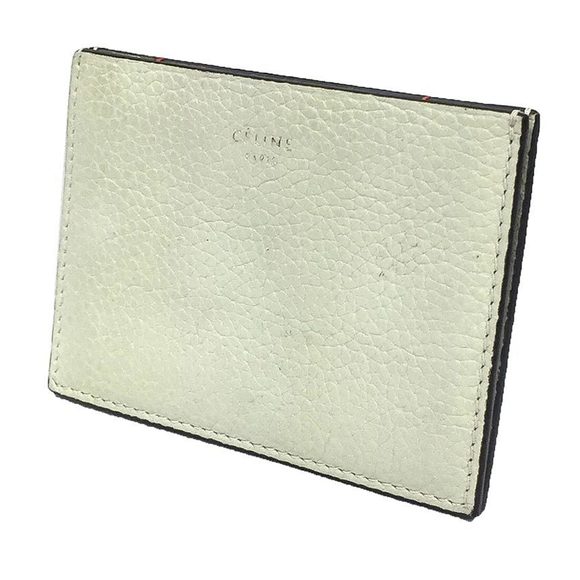 CELINE Card Case Leather Light Gray Wallet aq9975 10013896 - Picture 1 of 3